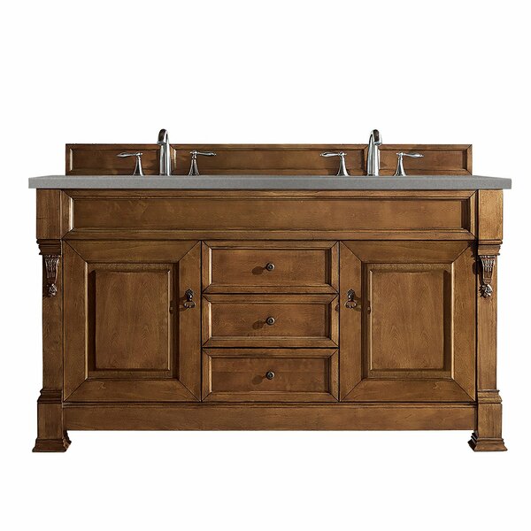 James Martin Vanities Brookfield 60in Double Vanity, Country Oak w/ 3 CM Grey Expo Quartz Top 147-114-5671-3GEX